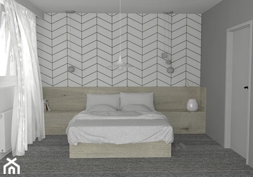 Dom jednorodzinnych w Wilczycach pod Wrocławiem - Średnia biała szara sypialnia, styl minimalistyczny - zdjęcie od PUFA STUDIO