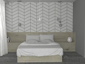 Średnia biała szara sypialnia, styl minimalistyczny - zdjęcie od PUFA STUDIO