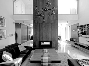 Dom w Złotowie - Średni szary salon z jadalnią, styl nowoczesny - zdjęcie od Grzegorz Popiołek Projektowanie Wnetrz