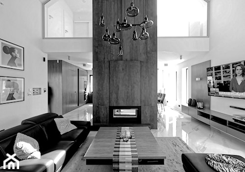 Dom w Złotowie - Średni szary salon z jadalnią, styl nowoczesny - zdjęcie od Grzegorz Popiołek Projektowanie Wnetrz