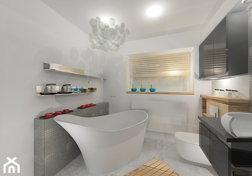 LAZIENKA 2 - Mała na poddaszu łazienka z oknem, styl minimalistyczny - zdjęcie od Interior Design 77