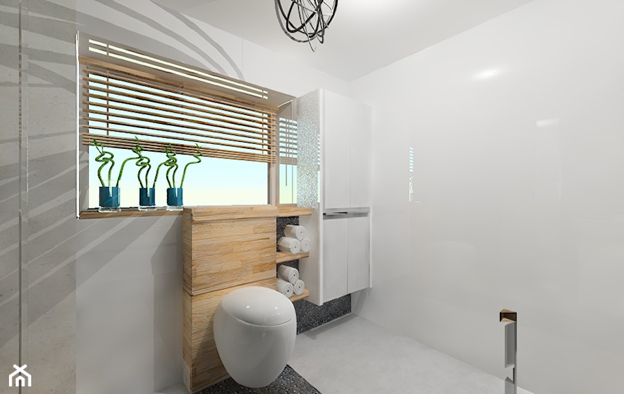 LAZIENKA1 - Mała na poddaszu bez okna łazienka, styl nowoczesny - zdjęcie od Interior Design 77