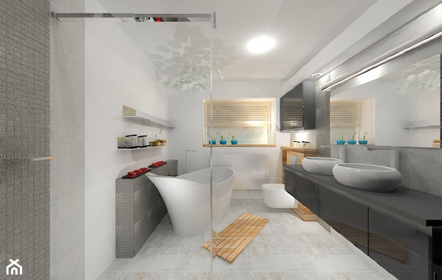 LAZIENKA 2 - Średnia na poddaszu bez okna łazienka, styl minimalistyczny - zdjęcie od Interior Design 77