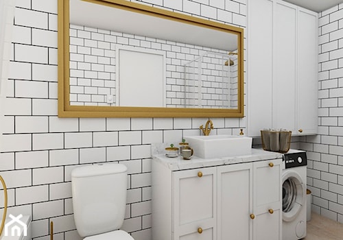 Stylowa kuchnia i łazienka - Średnia bez okna z pralką / suszarką z lustrem z punktowym oświetleniem łazienka, styl skandynawski - zdjęcie od Jachtoma design