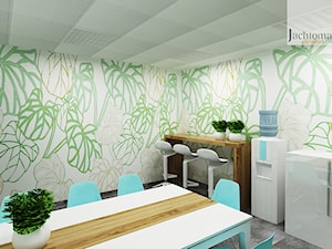 Kuchenka w biurze - Średnia biała jadalnia w salonie w kuchni, styl skandynawski - zdjęcie od Jachtoma design