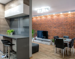 Mieszkanie w męskim stylu - Średni salon z jadalnią, styl nowoczesny - zdjęcie od Jachtoma design - Homebook