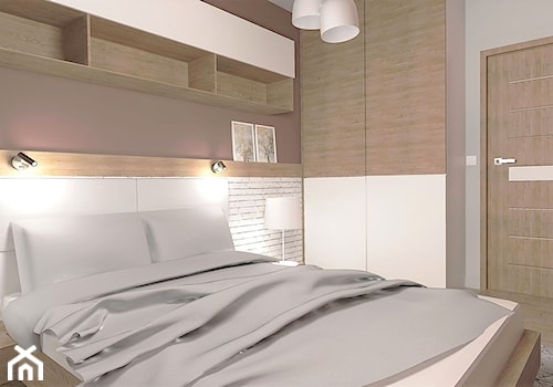 Mieszkanie w Julianowie- Piaseczno - Średnia beżowa biała sypialnia, styl nowoczesny - zdjęcie od FORMAT