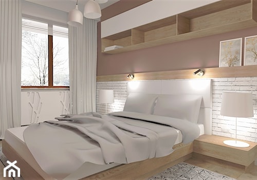 Mieszkanie w Julianowie- Piaseczno - Średnia beżowa biała szara sypialnia, styl nowoczesny - zdjęcie od FORMAT