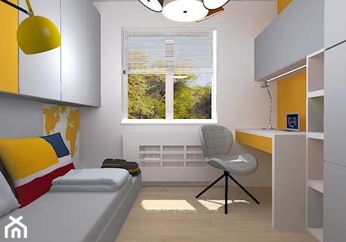 Projekt wnętrz szeregowca - mały apartament - Średni szary pokój dziecka dla nastolatka dla chłopca dla dziewczynki, styl nowoczesny - zdjęcie od FORMAT