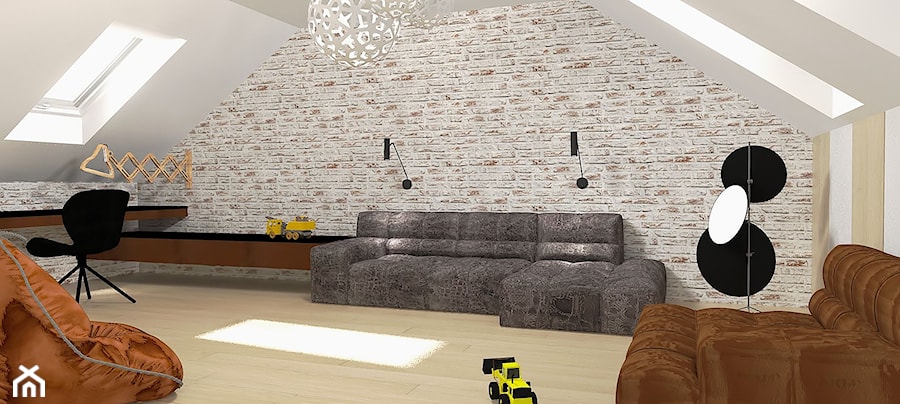 Projekt wnętrz szeregowca - mały apartament - Duży biały szary salon, styl nowoczesny - zdjęcie od FORMAT