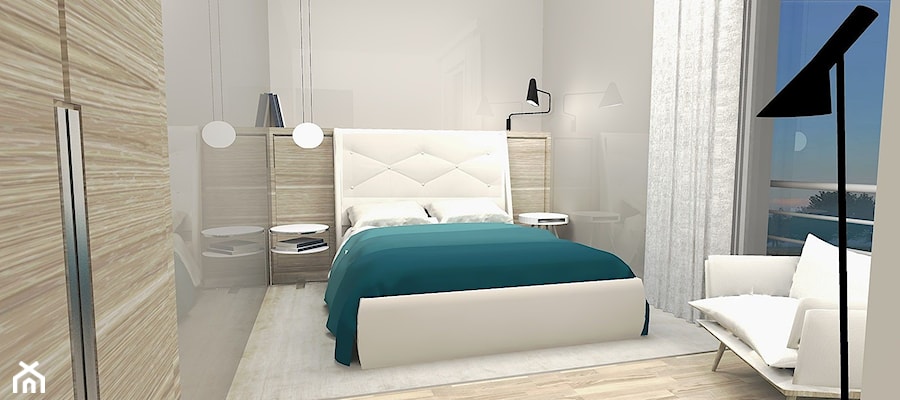 Projekt wnętrz szeregowca - mały apartament - Średnia szara sypialnia, styl nowoczesny - zdjęcie od FORMAT