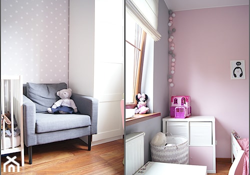 Pokoik dziecięcy - Mały różowy szary pokój dziecka dla dziecka dla dziewczynki - zdjęcie od MagnesDesign
