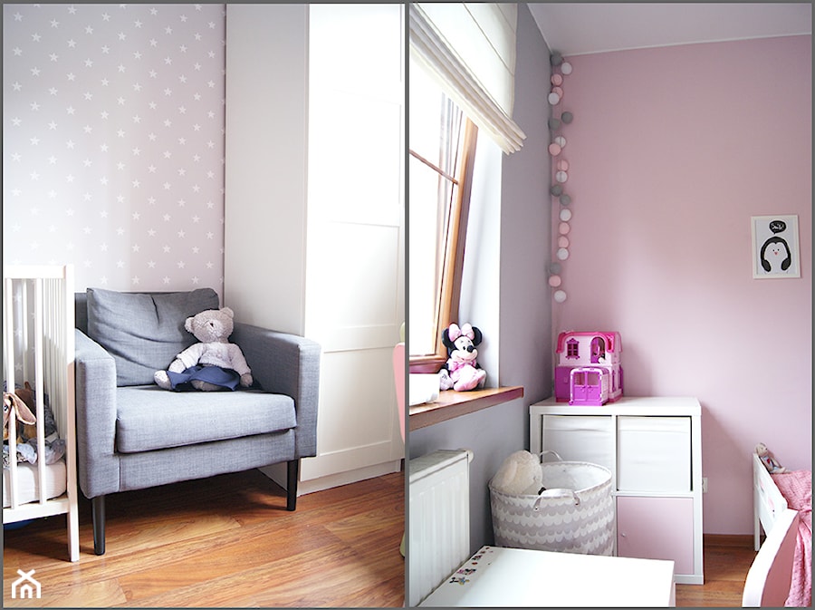 Pokoik dziecięcy - Mały różowy szary pokój dziecka dla dziecka dla dziewczynki - zdjęcie od MagnesDesign