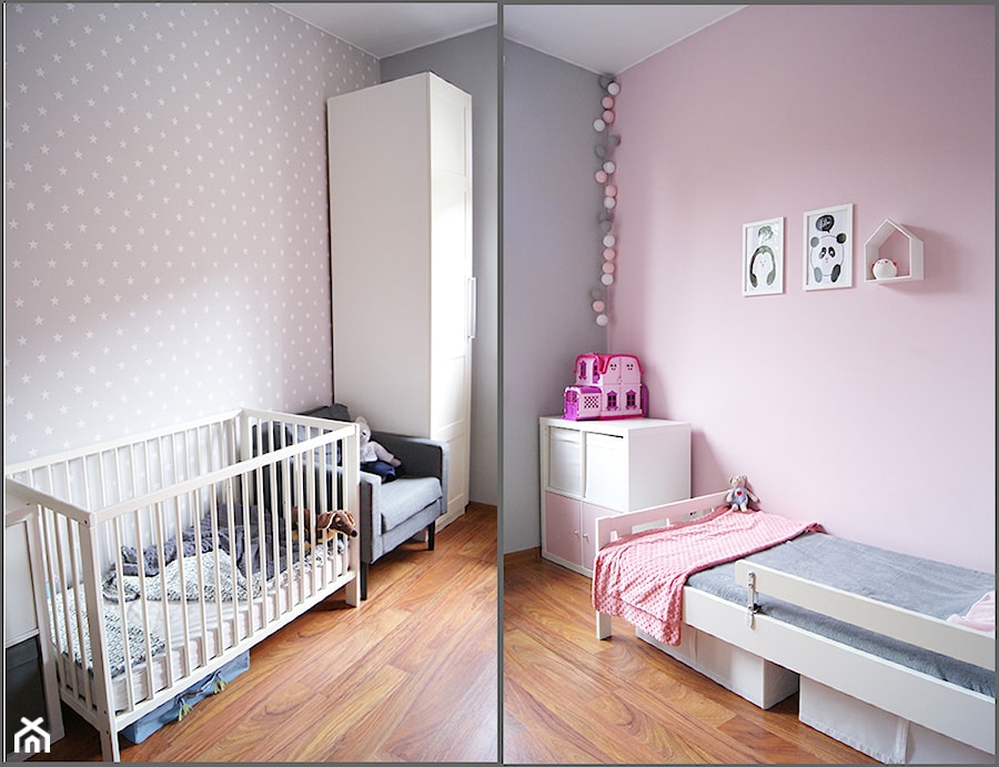Pokoik dziecięcy - Średni różowy szary pokój dziecka dla niemowlaka dla dziecka dla chłopca dla dziewczynki dla rodzeństwa - zdjęcie od MagnesDesign