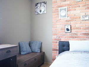 Mieszkanie Bemowo - Szara z biurkiem sypialnia, styl vintage - zdjęcie od MagnesDesign