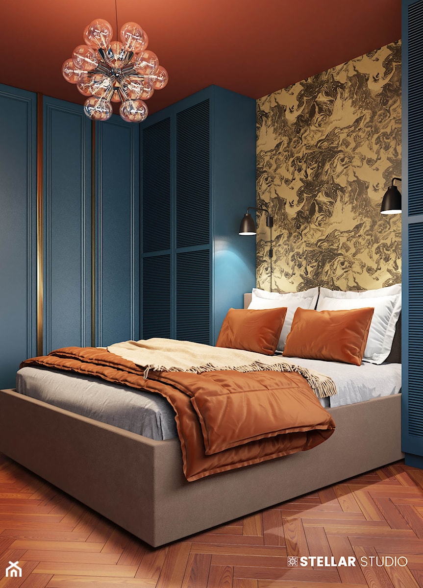 projekt SIRIUS - Mała szara sypialnia, styl nowoczesny - zdjęcie od STELLARstudio