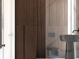 projekt PAVO - Średnia z marmurową podłogą z punktowym oświetleniem łazienka z oknem, styl glamour - zdjęcie od STELLARstudio