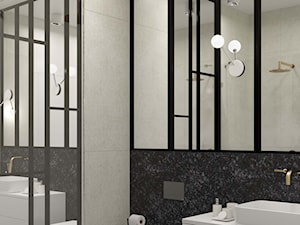 projekt LUNA penthouse - Średnia bez okna z lustrem z marmurową podłogą z punktowym oświetleniem łazienka, styl nowoczesny - zdjęcie od STELLARstudio