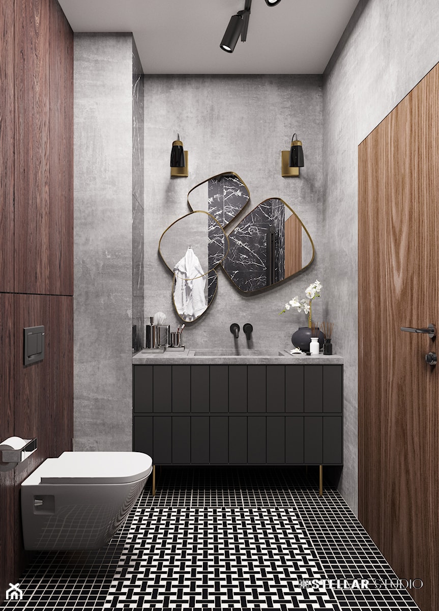 projekt ORION - Mała bez okna z lustrem łazienka, styl nowoczesny - zdjęcie od STELLARstudio