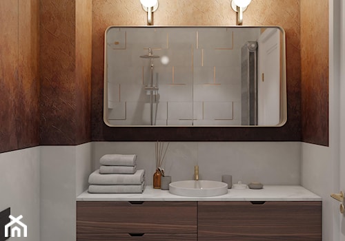 projekt AURORA - Mała bez okna z lustrem z marmurową podłogą łazienka, styl nowoczesny - zdjęcie od STELLARstudio