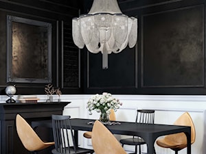projekt NYX - Mała biała czarna jadalnia jako osobne pomieszczenie, styl glamour - zdjęcie od STELLARstudio