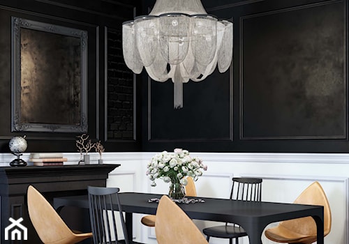 projekt NYX - Mała biała czarna jadalnia jako osobne pomieszczenie, styl glamour - zdjęcie od STELLARstudio