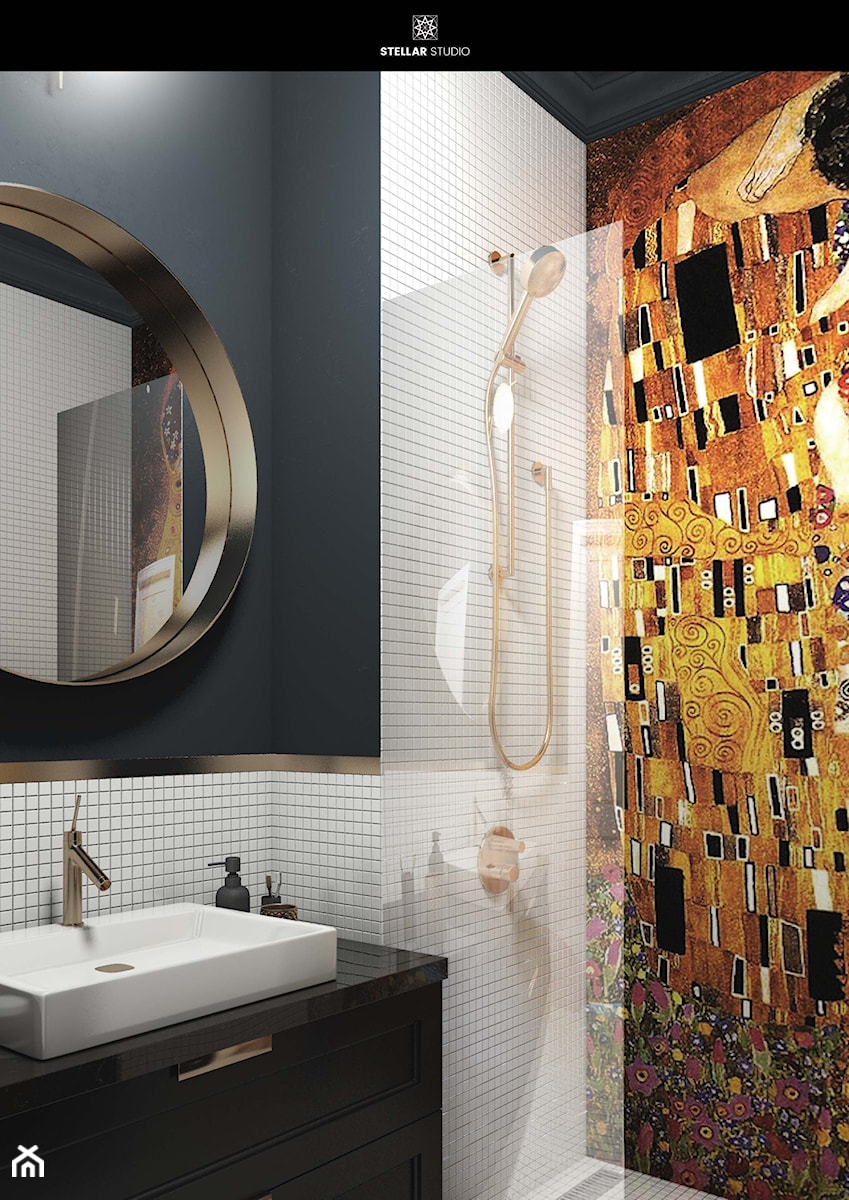 projekt NYX - Mała bez okna z lustrem łazienka, styl glamour - zdjęcie od STELLARstudio