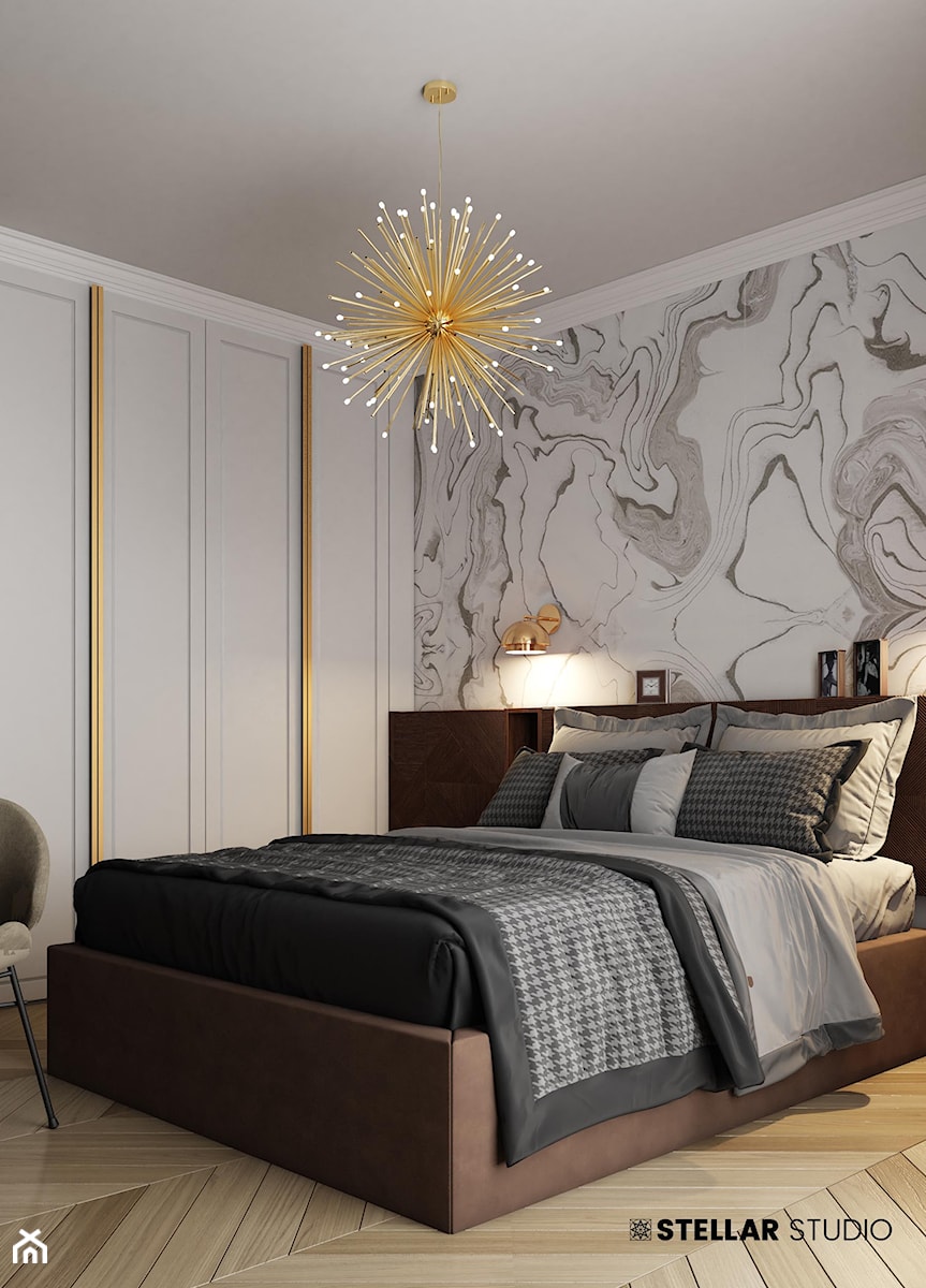 projekt AURORA - Średnia szara sypialnia, styl nowoczesny - zdjęcie od STELLARstudio