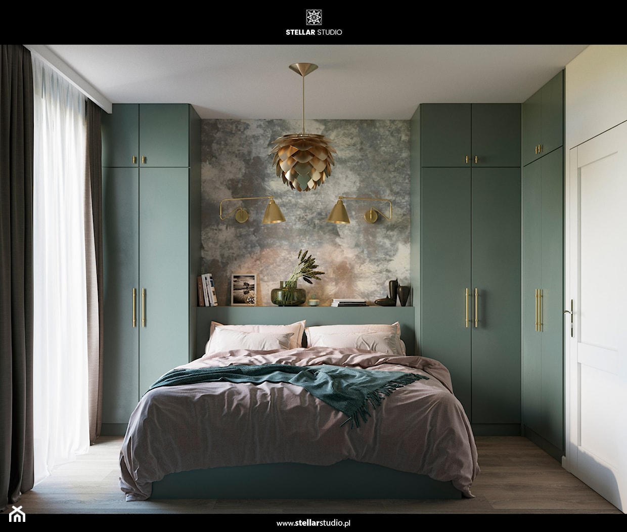 projekt SERPENS - Średnia biała szara sypialnia, styl nowoczesny - zdjęcie od STELLARstudio - Homebook