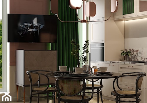 projekt AURORA - Mały szary salon z kuchnią z jadalnią, styl nowoczesny - zdjęcie od STELLARstudio