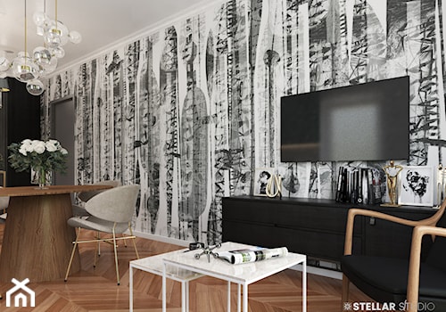 projekt PAVO - Średni salon z jadalnią, styl glamour - zdjęcie od STELLARstudio