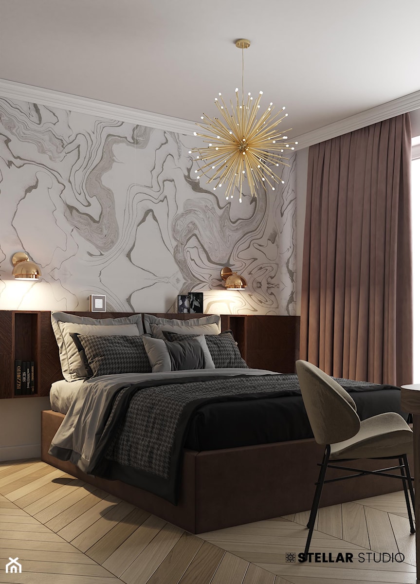 projekt AURORA - Mała biała sypialnia, styl nowoczesny - zdjęcie od STELLARstudio