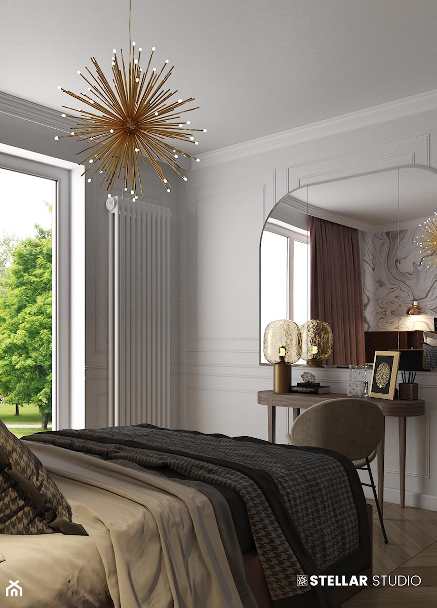 projekt AURORA - Mała szara sypialnia, styl nowoczesny - zdjęcie od STELLARstudio