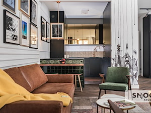 projekt APUS Harmonica House - Średni biały salon z kuchnią z jadalnią, styl nowoczesny - zdjęcie od STELLARstudio