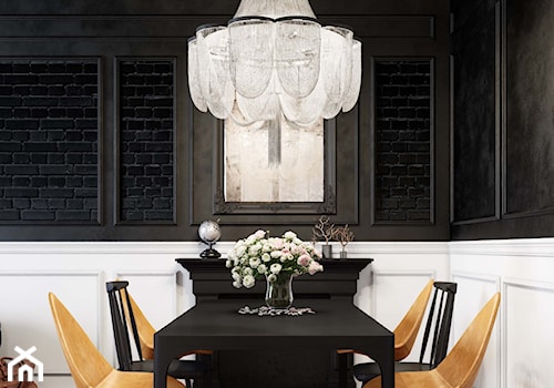 projekt NYX - Średnia biała czarna jadalnia, styl glamour - zdjęcie od STELLARstudio
