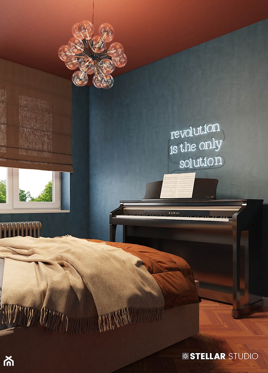 projekt SIRIUS - Średnia czarna sypialnia, styl nowoczesny - zdjęcie od STELLARstudio