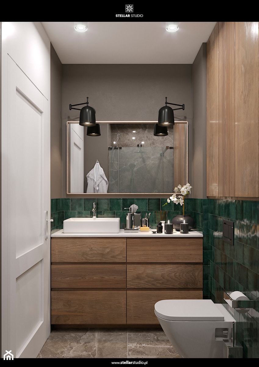 projekt SERPENS - Mała bez okna z lustrem łazienka, styl nowoczesny - zdjęcie od STELLARstudio