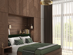 projekt TAURUS - Średnia brązowa szara sypialnia, styl nowoczesny - zdjęcie od STELLARstudio