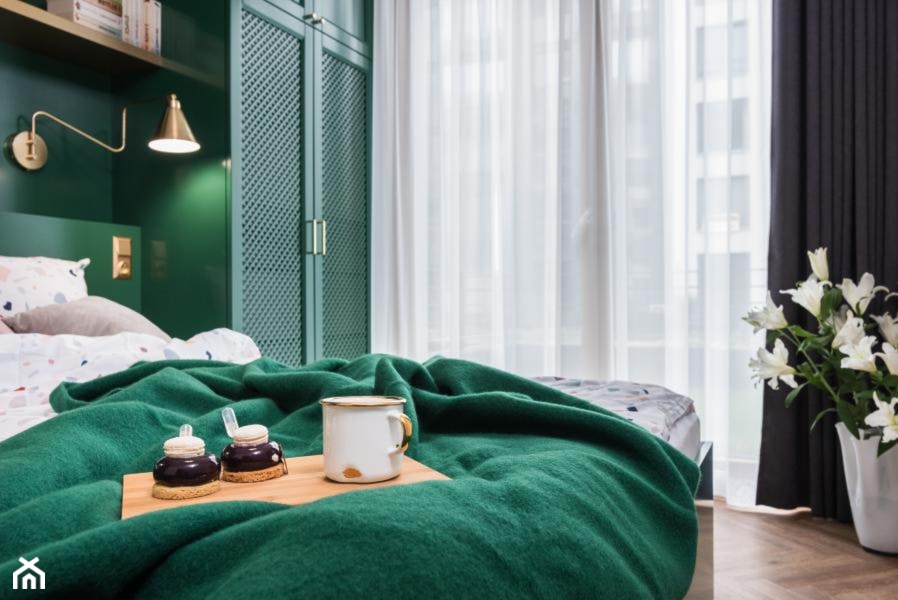 projekt FLORA - Mała zielona sypialnia, styl nowoczesny - zdjęcie od STELLARstudio