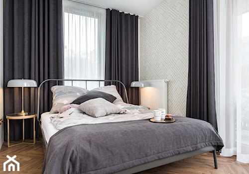 projekt FLORA - Mała szara sypialnia, styl nowoczesny - zdjęcie od STELLARstudio