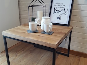 stolik kawowy dębowy, industrialny z litego drewna - zdjęcie od dmssystem