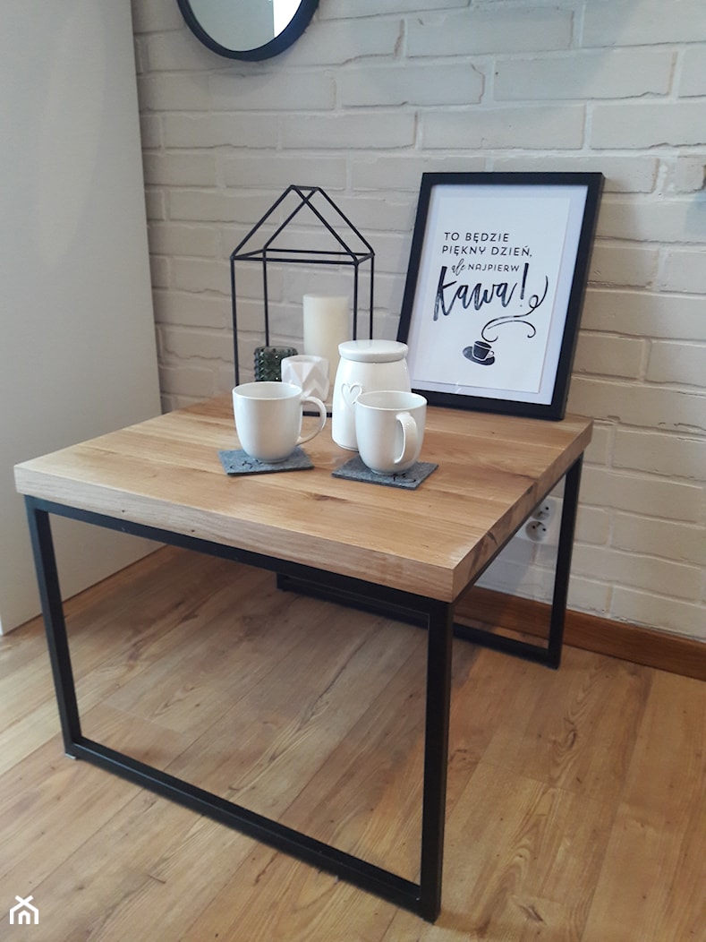 stolik kawowy dębowy, industrialny z litego drewna - zdjęcie od dmssystem - Homebook
