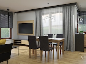 Luksusowe wnętrze na bazie drewna i czerni. 80 m² w Gdyni Chwarzno Fort Forest - zdjęcie od STUDIO PROJEKTOWANIA WNĘTRZ - VERSALKA STUDIO AGATA KOMAR