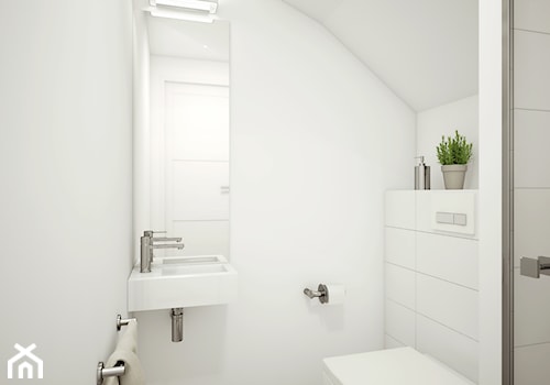 BIEL i piasek - Mała na poddaszu bez okna z lustrem łazienka, styl nowoczesny - zdjęcie od 2xKO Studio
