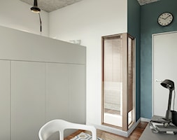 SZARA przestrzeń - Mała biała szara zielona z biurkiem sypialnia na antresoli, styl nowoczesny - zdjęcie od 2xKO Studio - Homebook