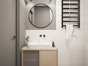 SKANDYNAWSKA kawalerka - Mała na poddaszu bez okna łazienka, styl skandynawski - zdjęcie od 2xKO Studio