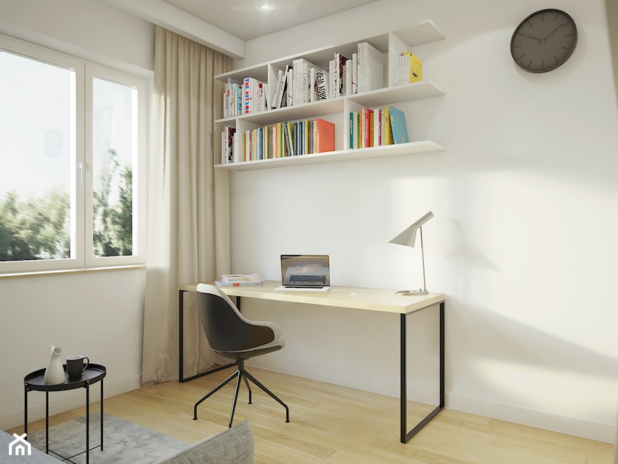 BIEL i piasek - Małe w osobnym pomieszczeniu z sofą białe biuro, styl nowoczesny - zdjęcie od 2xKO Studio