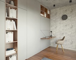 SZARA przestrzeń - Średnie w osobnym pomieszczeniu z zabudowanym biurkiem szare biuro, styl nowocze ... - zdjęcie od 2xKO Studio - Homebook