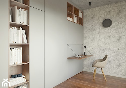 SZARA przestrzeń - Średnie w osobnym pomieszczeniu z zabudowanym biurkiem szare biuro, styl nowoczesny - zdjęcie od 2xKO Studio