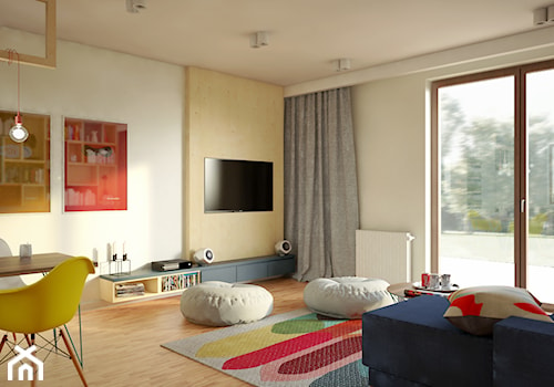 MOC kolorów - Duży biały salon, styl nowoczesny - zdjęcie od 2xKO Studio